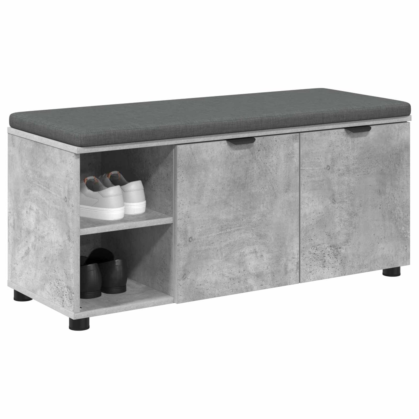 Hall Bench with Cushion Concrete Grey 100 x 38 x 46 cm