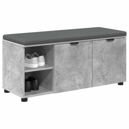 Hall Bench with Cushion Concrete Grey 100 x 38 x 46 cm