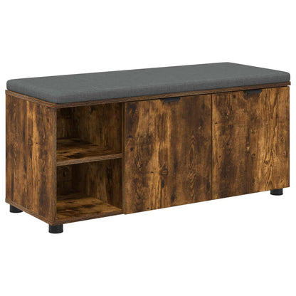 Hall Bench with Cushion with Shelf Smoked Oak 100 x 38 x 46 cm