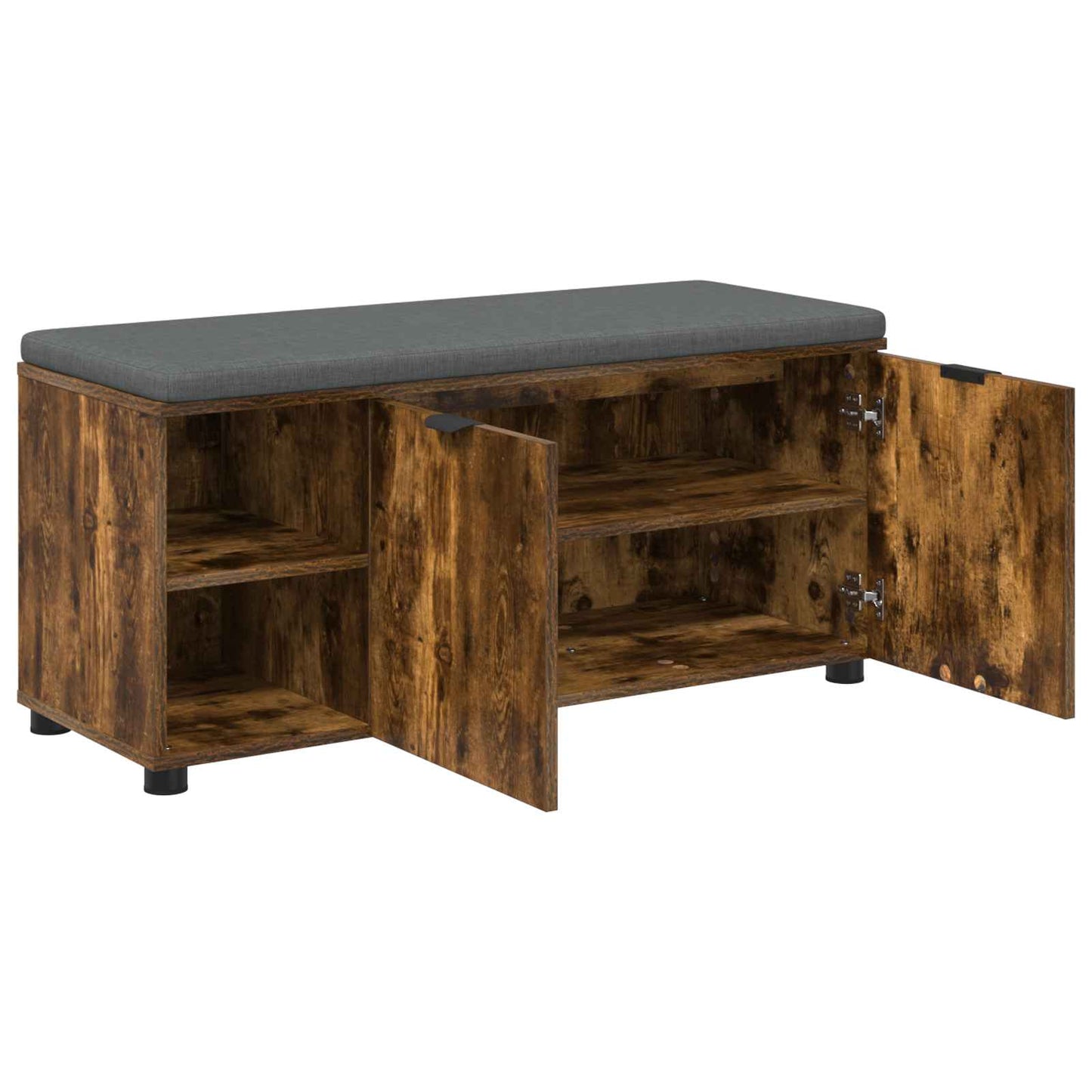 Hall Bench with Cushion with Shelf Smoked Oak 100 x 38 x 46 cm