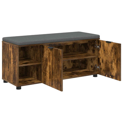 Hall Bench with Cushion with Shelf Smoked Oak 100 x 38 x 46 cm