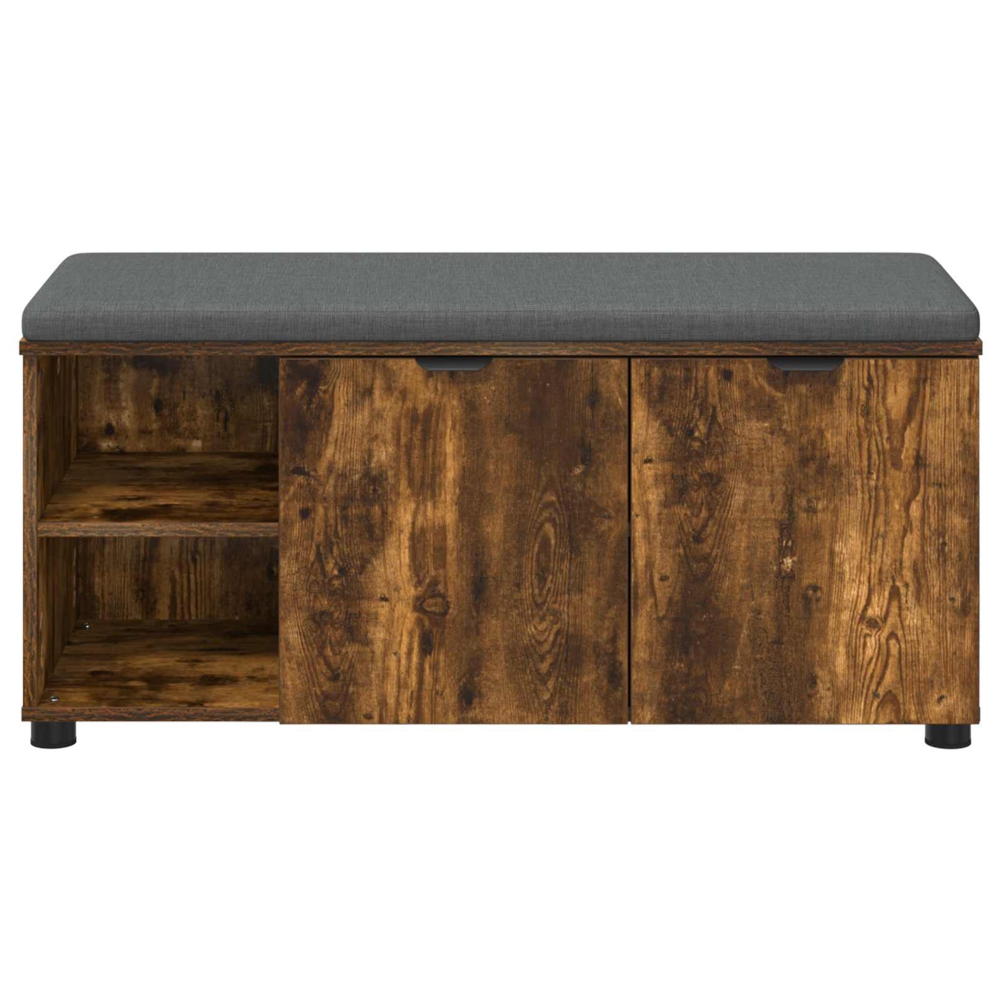 Hall Bench with Cushion with Shelf Smoked Oak 100 x 38 x 46 cm