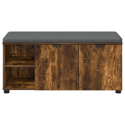 Hall Bench with Cushion with Shelf Smoked Oak 100 x 38 x 46 cm