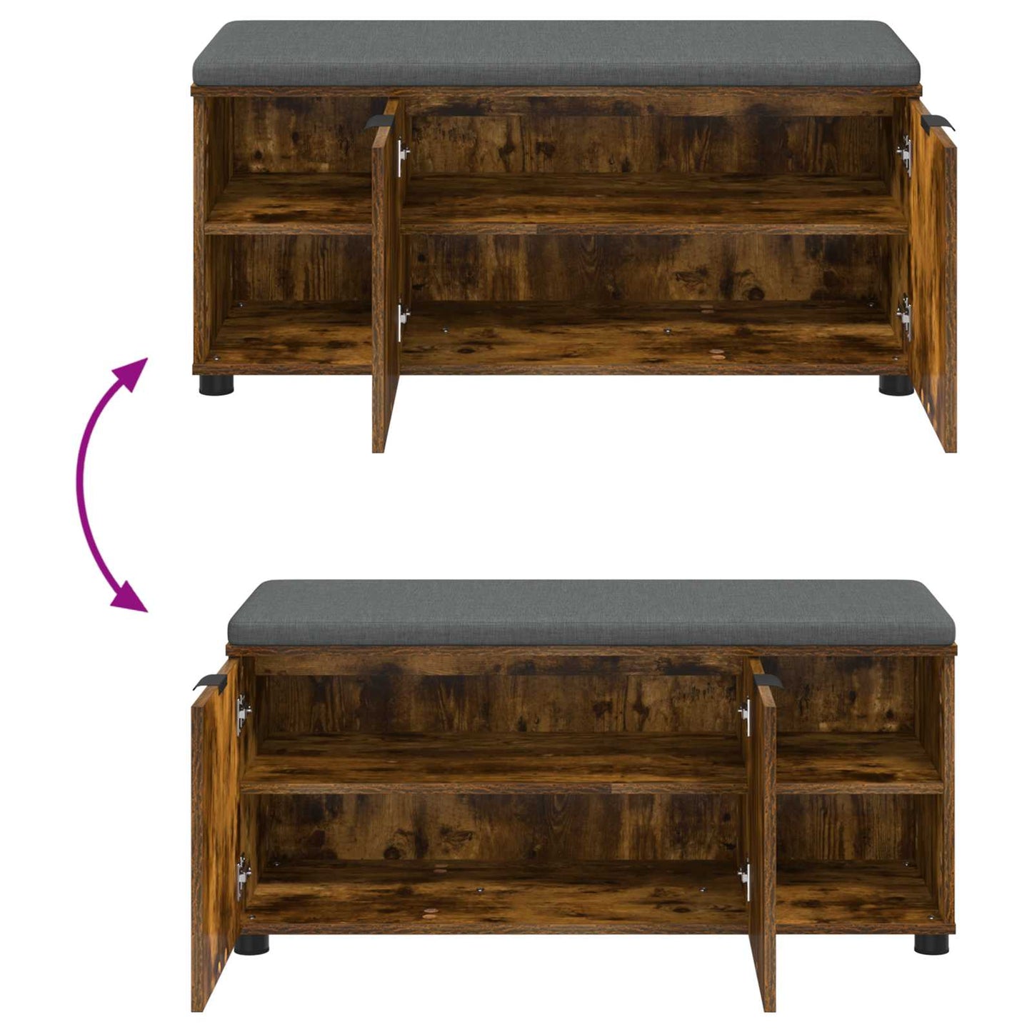 Hall Bench with Cushion with Shelf Smoked Oak 100 x 38 x 46 cm