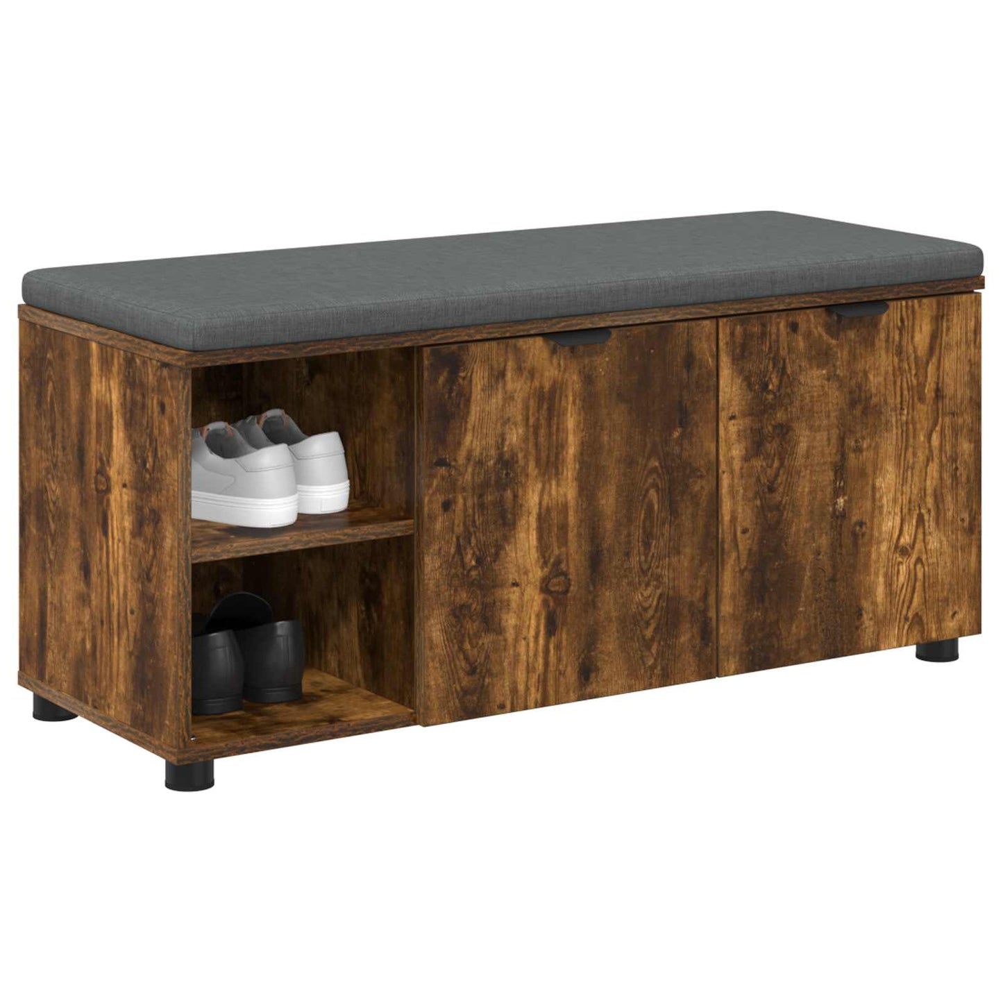 Hall Bench with Cushion with Shelf Smoked Oak 100 x 38 x 46 cm