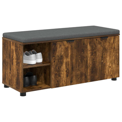 Hall Bench with Cushion with Shelf Smoked Oak 100 x 38 x 46 cm