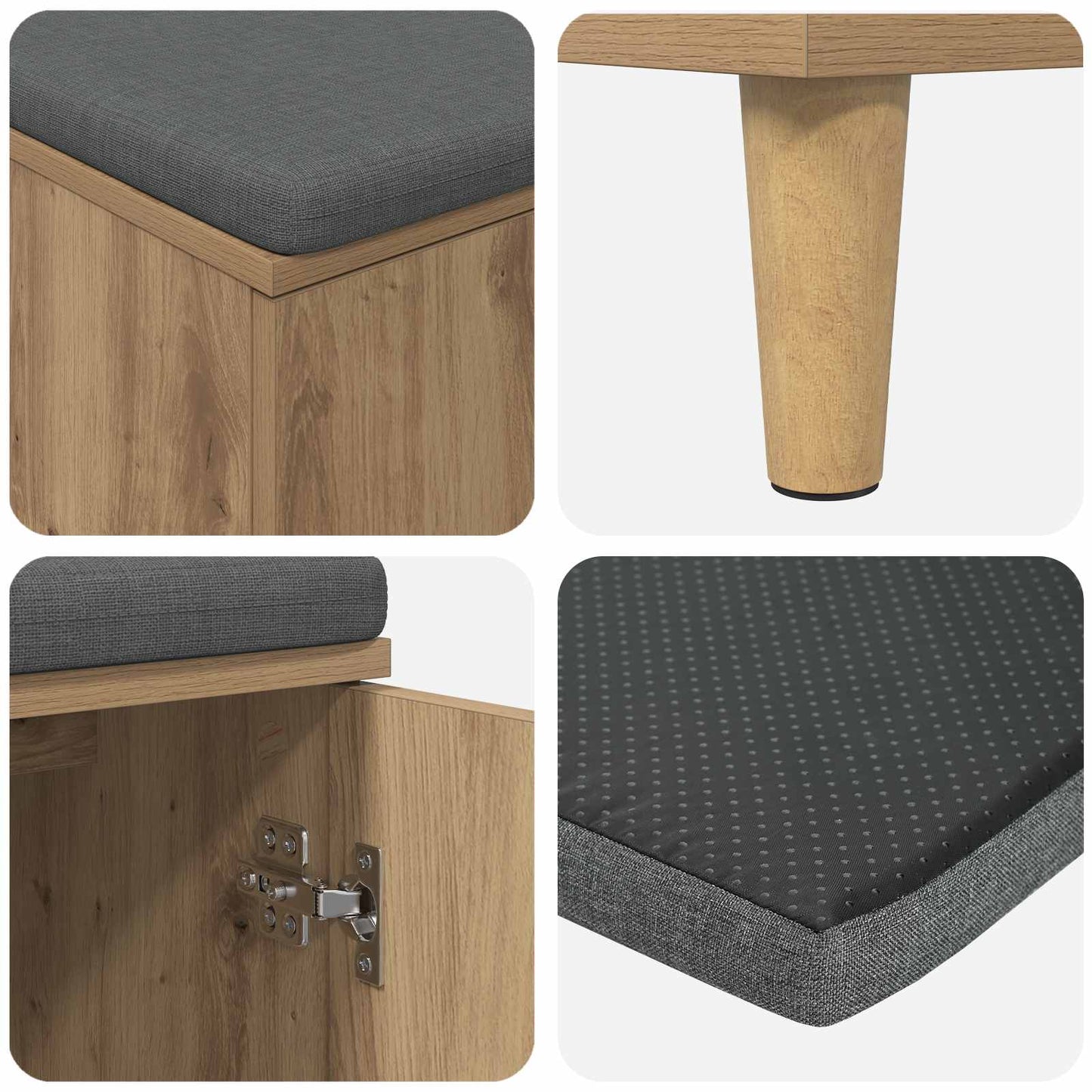 Hall Bench Artisan Oak 80 x 38 x 46 cm
