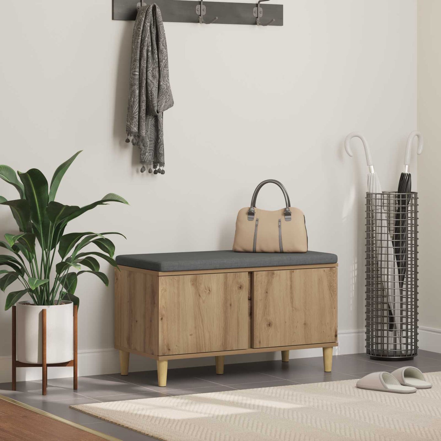 Hall Bench Artisan Oak 80 x 38 x 46 cm