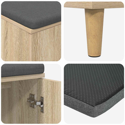 Hall Bench with Cushion with Door Sonoma Oak 100 x 38 x 46 cm