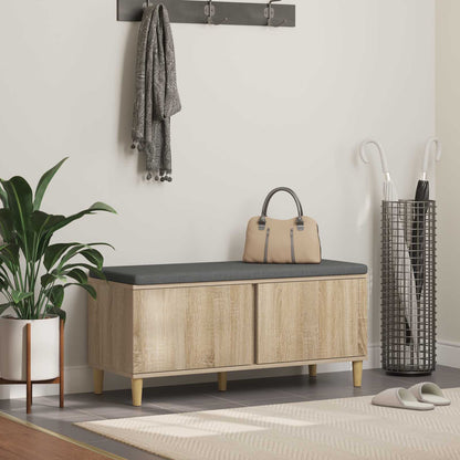 Hall Bench with Cushion with Door Sonoma Oak 100 x 38 x 46 cm
