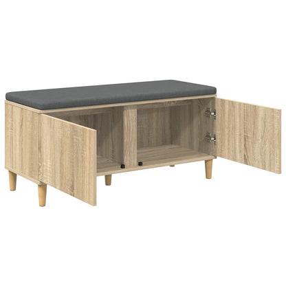 Hall Bench with Cushion with Door Sonoma Oak 100 x 38 x 46 cm