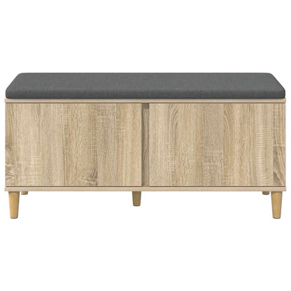 Hall Bench with Cushion with Door Sonoma Oak 100 x 38 x 46 cm