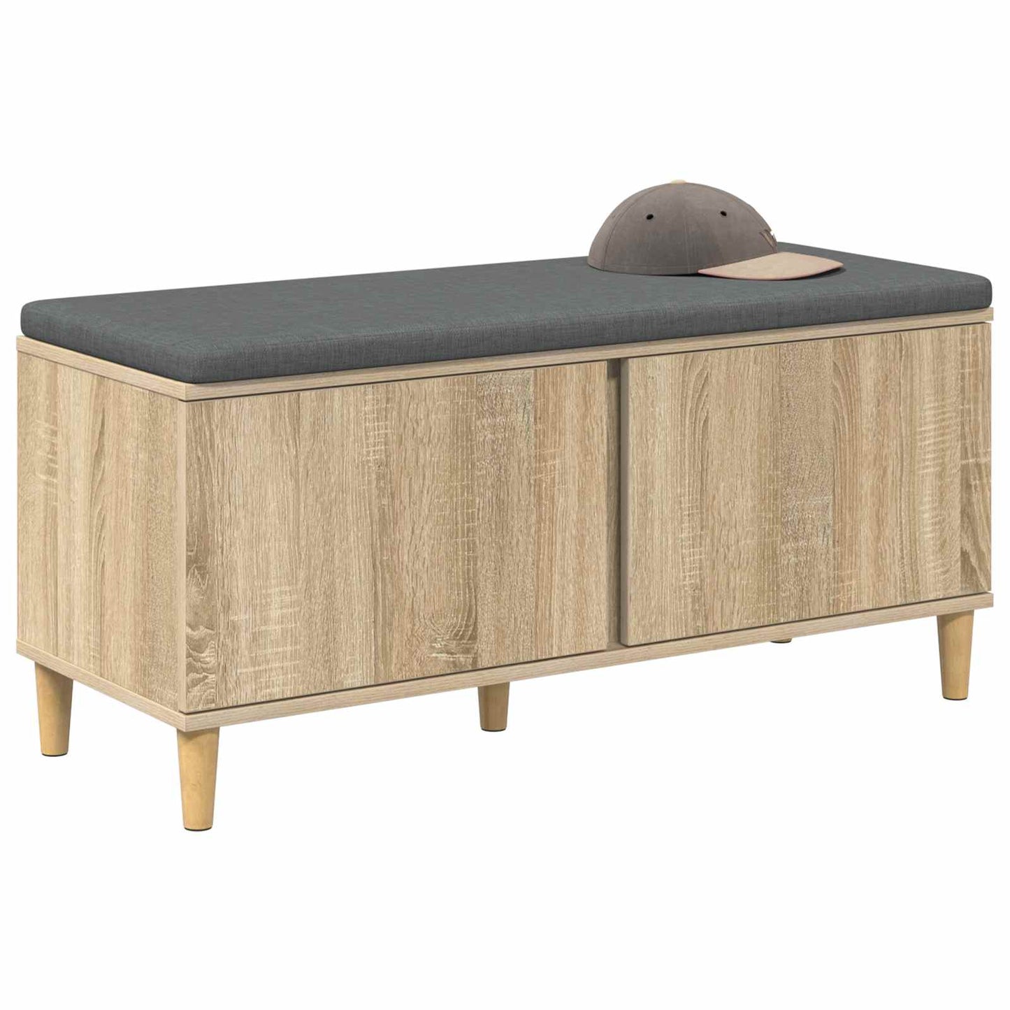 Hall Bench with Cushion with Door Sonoma Oak 100 x 38 x 46 cm