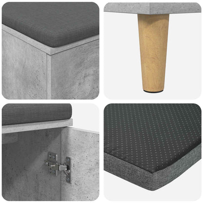 Hall Bench with Cushion Concrete Grey 100 x 38 x 46 cm