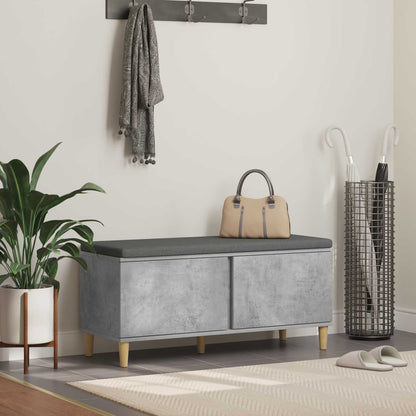Hall Bench with Cushion Concrete Grey 100 x 38 x 46 cm