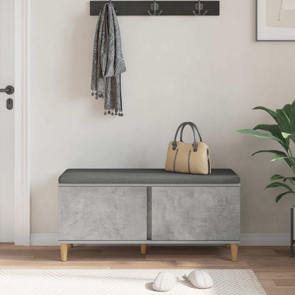 Hall Bench with Cushion Concrete Grey 100 x 38 x 46 cm
