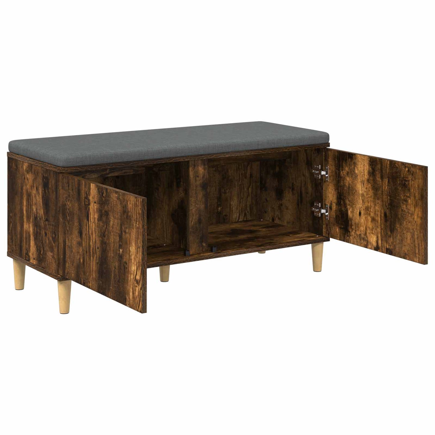 Hall Bench with Cushion with Door Smoked Oak 100 x 38 x 46 cm