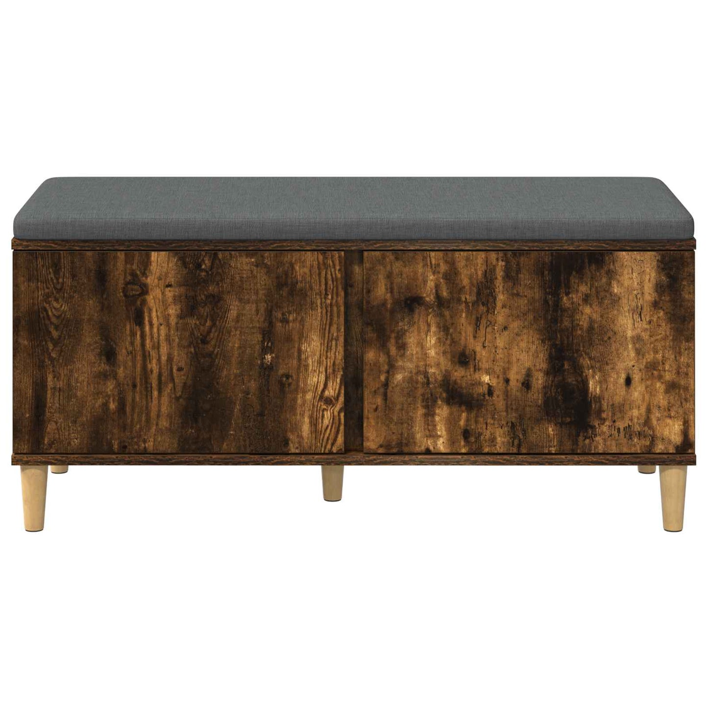 Hall Bench with Cushion with Door Smoked Oak 100 x 38 x 46 cm