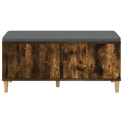 Hall Bench with Cushion with Door Smoked Oak 100 x 38 x 46 cm
