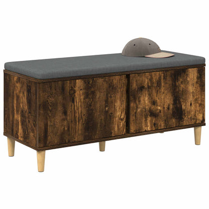 Hall Bench with Cushion with Door Smoked Oak 100 x 38 x 46 cm
