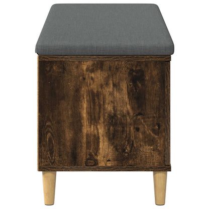 Hall Bench with Cushion with Door Smoked Oak 100 x 38 x 46 cm