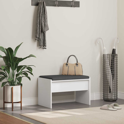 Hall Bench with Cushion White 63 x 38 x 40 cm
