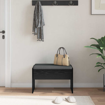 Hall Bench with Cushion Black Oak 63 x 38 x 40 cm
