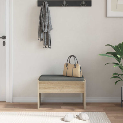 Hall Bench with Cushion Sonoma Oak 63 x 38 x 40 cm