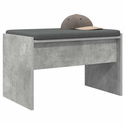 Hall Bench with Cushion Concrete Grey 63 x 38 x 40 cm