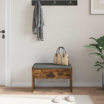 Hall Bench with Cushion Smoked Oak 63 x 38 x 40 cm