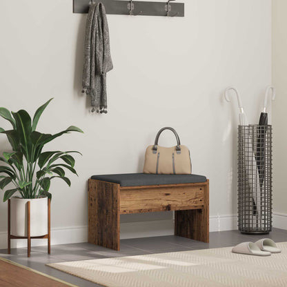 Hall Bench with Cushion Old Wood 63 x 38 x 40 cm