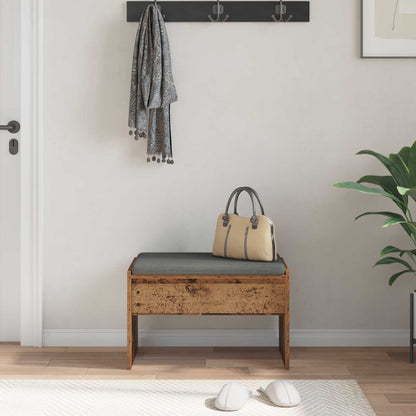 Hall Bench with Cushion Old Wood 63 x 38 x 40 cm