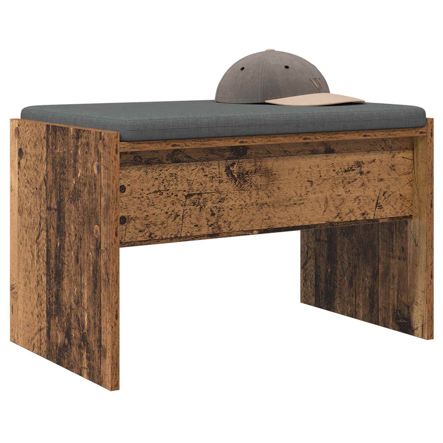 Hall Bench with Cushion Old Wood 63 x 38 x 40 cm