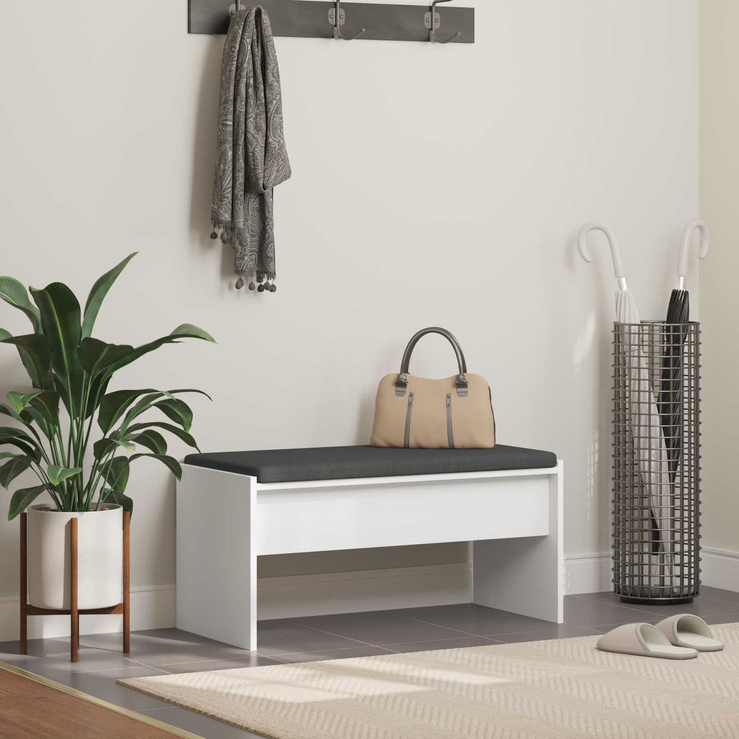 Hall Bench with Cushion White 83 x 38 x 40 cm
