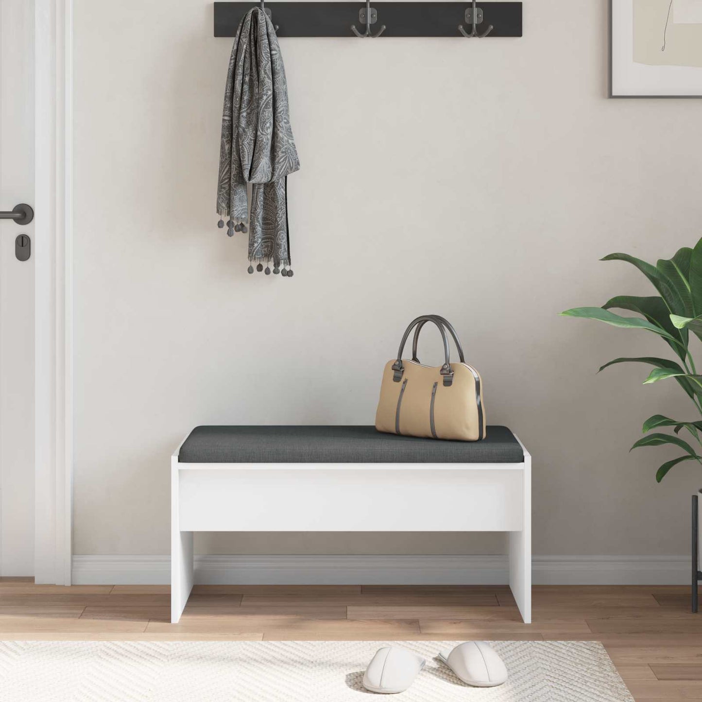 Hall Bench with Cushion White 83 x 38 x 40 cm