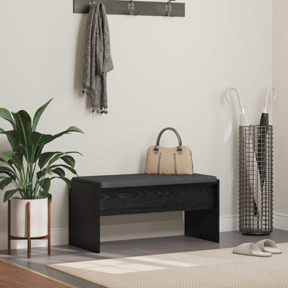 Hall Bench with Cushion Black Oak 83 x 38 x 40 cm