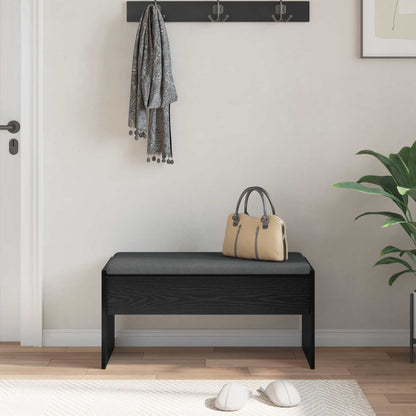 Hall Bench with Cushion Black Oak 83 x 38 x 40 cm