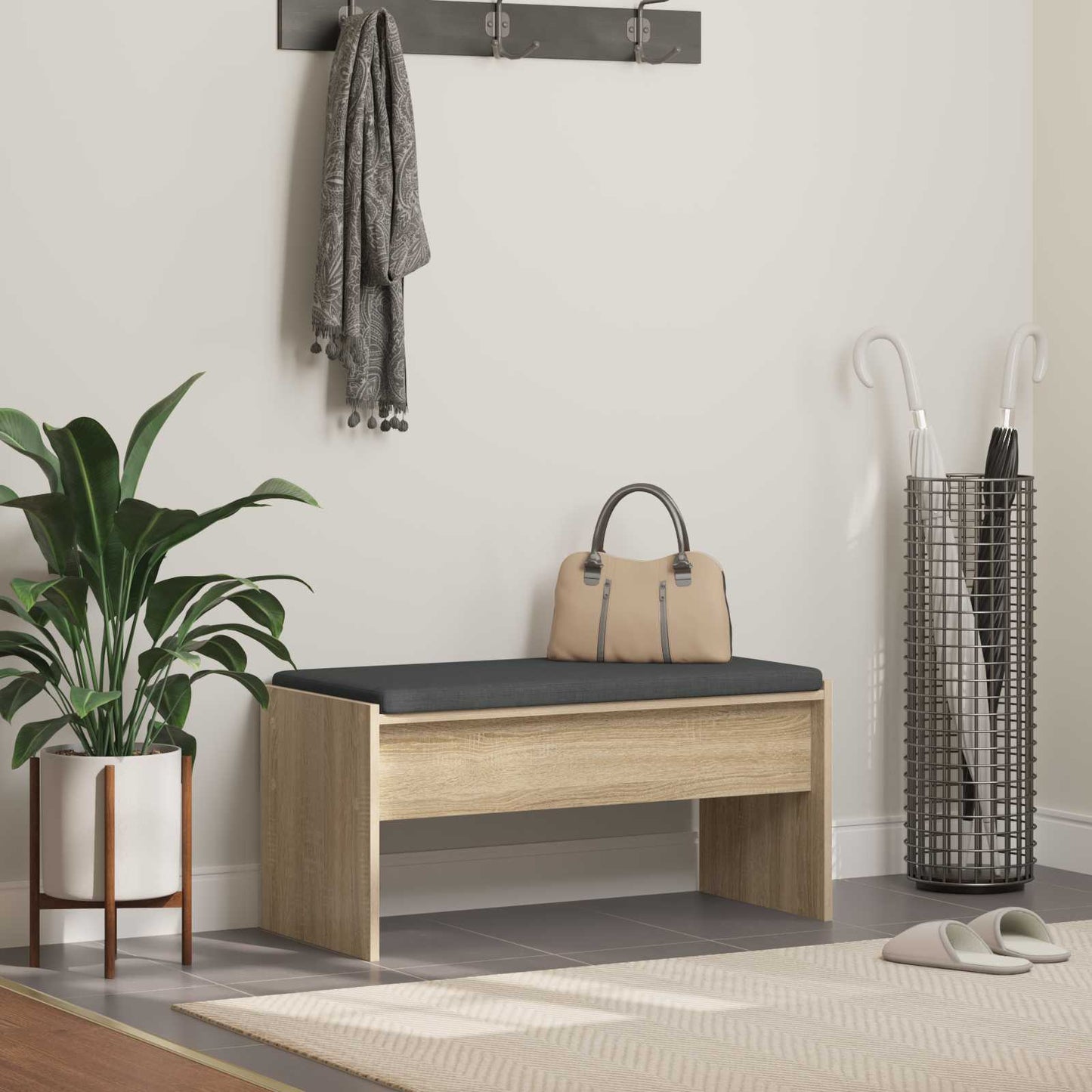 Hall Bench with Cushion Sonoma Oak 83 x 38 x 40 cm