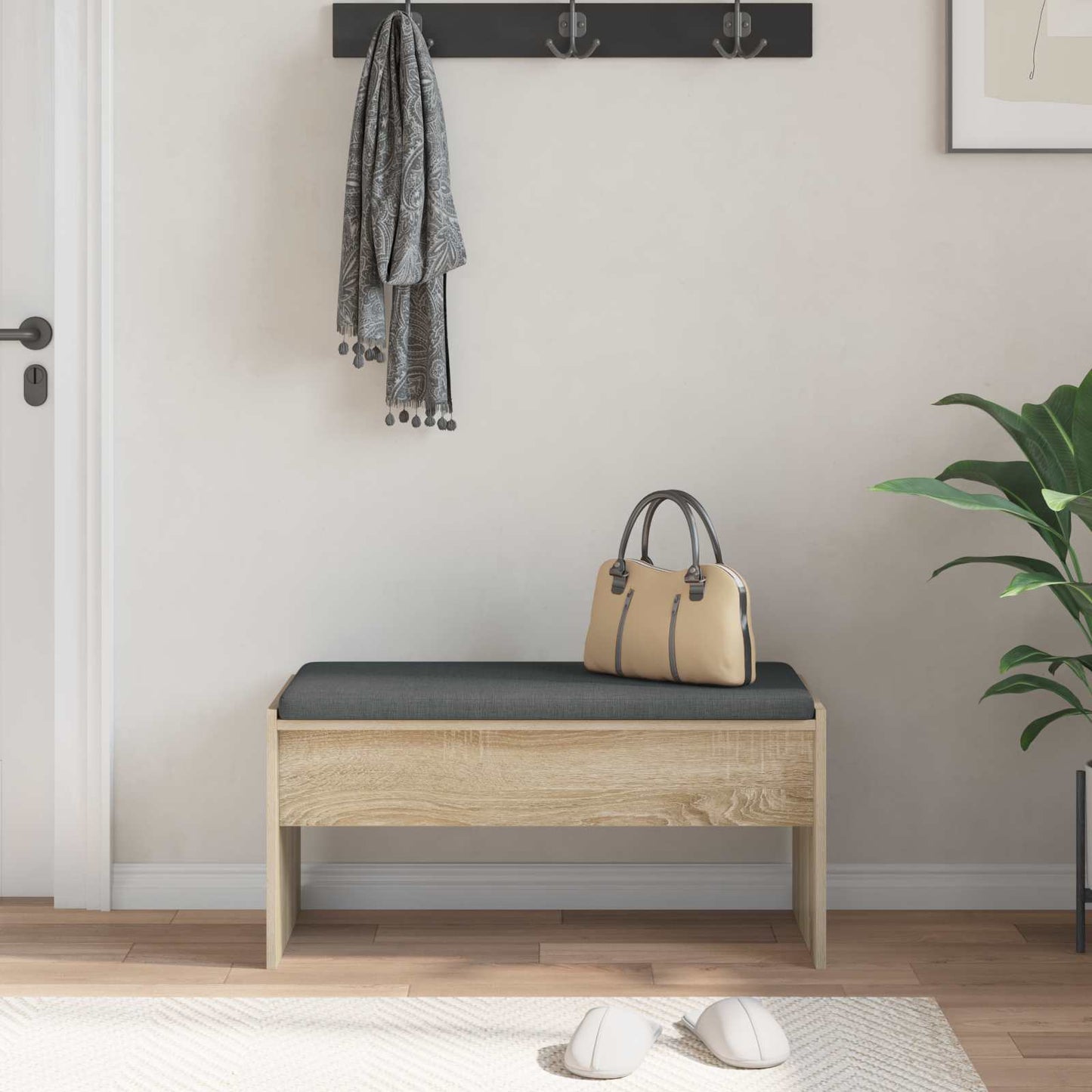 Hall Bench with Cushion Sonoma Oak 83 x 38 x 40 cm