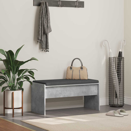 Hall Bench with Cushion Concrete Grey 83 x 38 x 40 cm