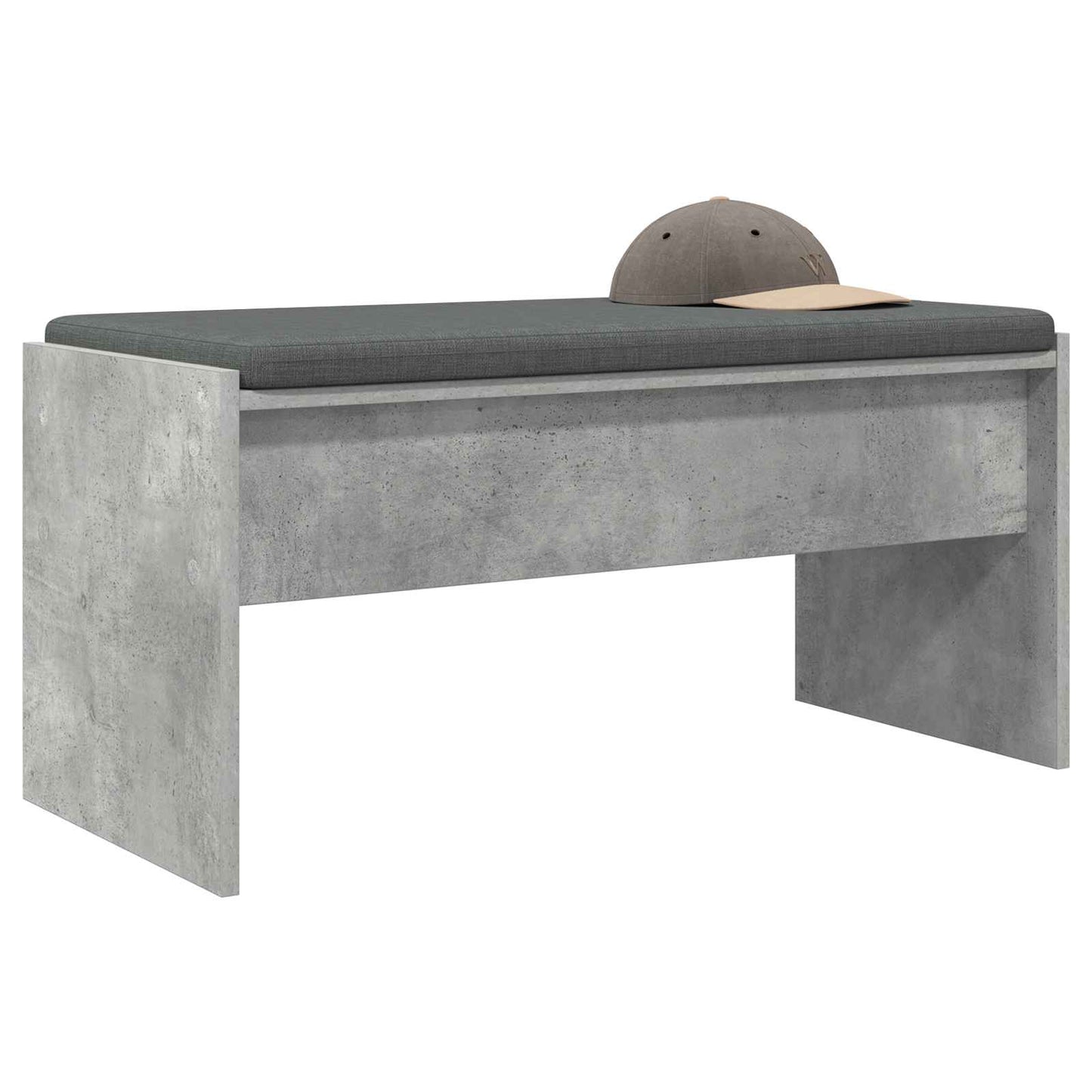 Hall Bench with Cushion Concrete Grey 83 x 38 x 40 cm