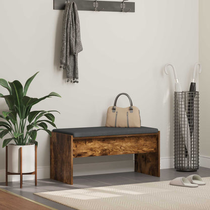 Hall Bench with Cushion Smoked Oak 83 x 38 x 40 cm