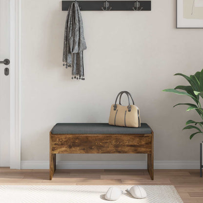 Hall Bench with Cushion Smoked Oak 83 x 38 x 40 cm