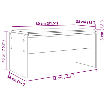 Hall Bench with Cushion Grey Sonoma 83 x 38 x 40 cm