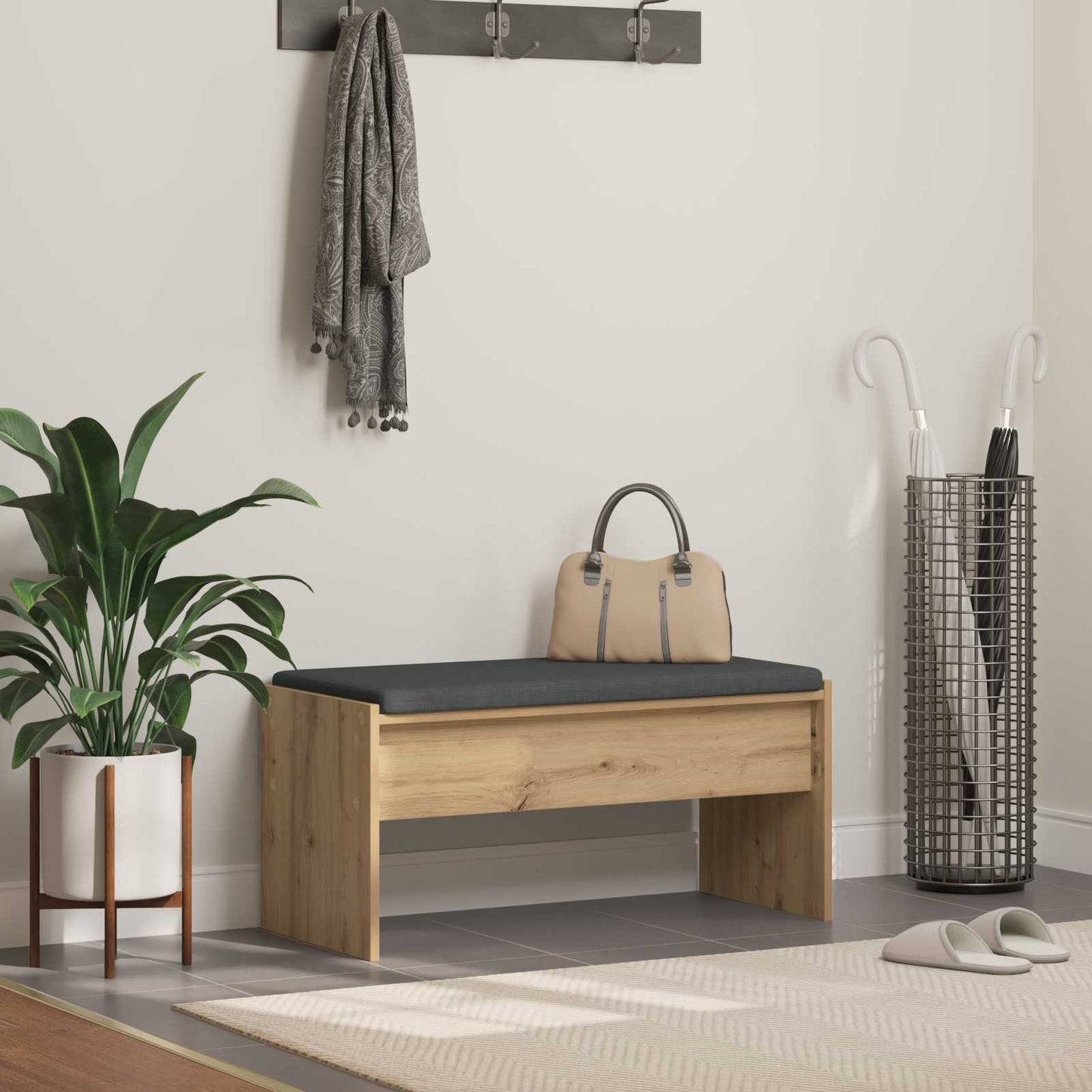 Hall Bench with Cushion Artisan Oak 83 x 38 x 40 cm