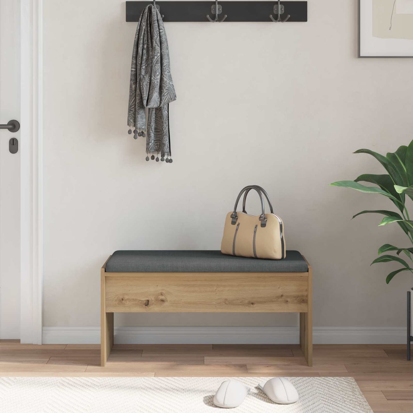 Hall Bench with Cushion Artisan Oak 83 x 38 x 40 cm