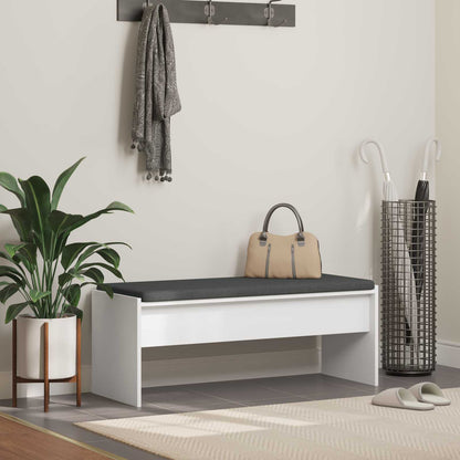 Hall Bench with Cushion White 103 x 38 x 40 cm