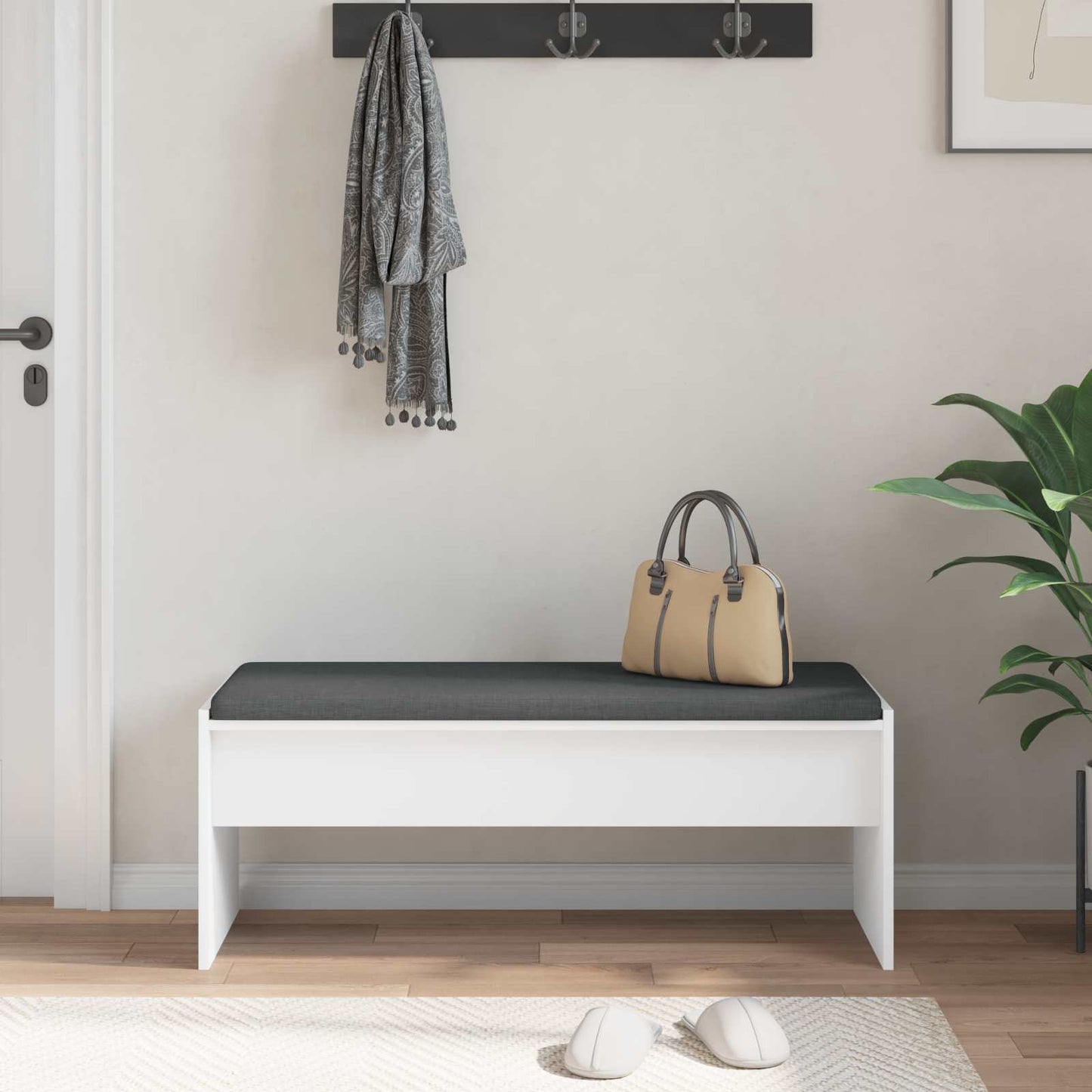 Hall Bench with Cushion White 103 x 38 x 40 cm