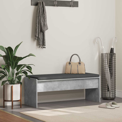 Hall Bench with Cushion Concrete Grey 103 x 38 x 40 cm