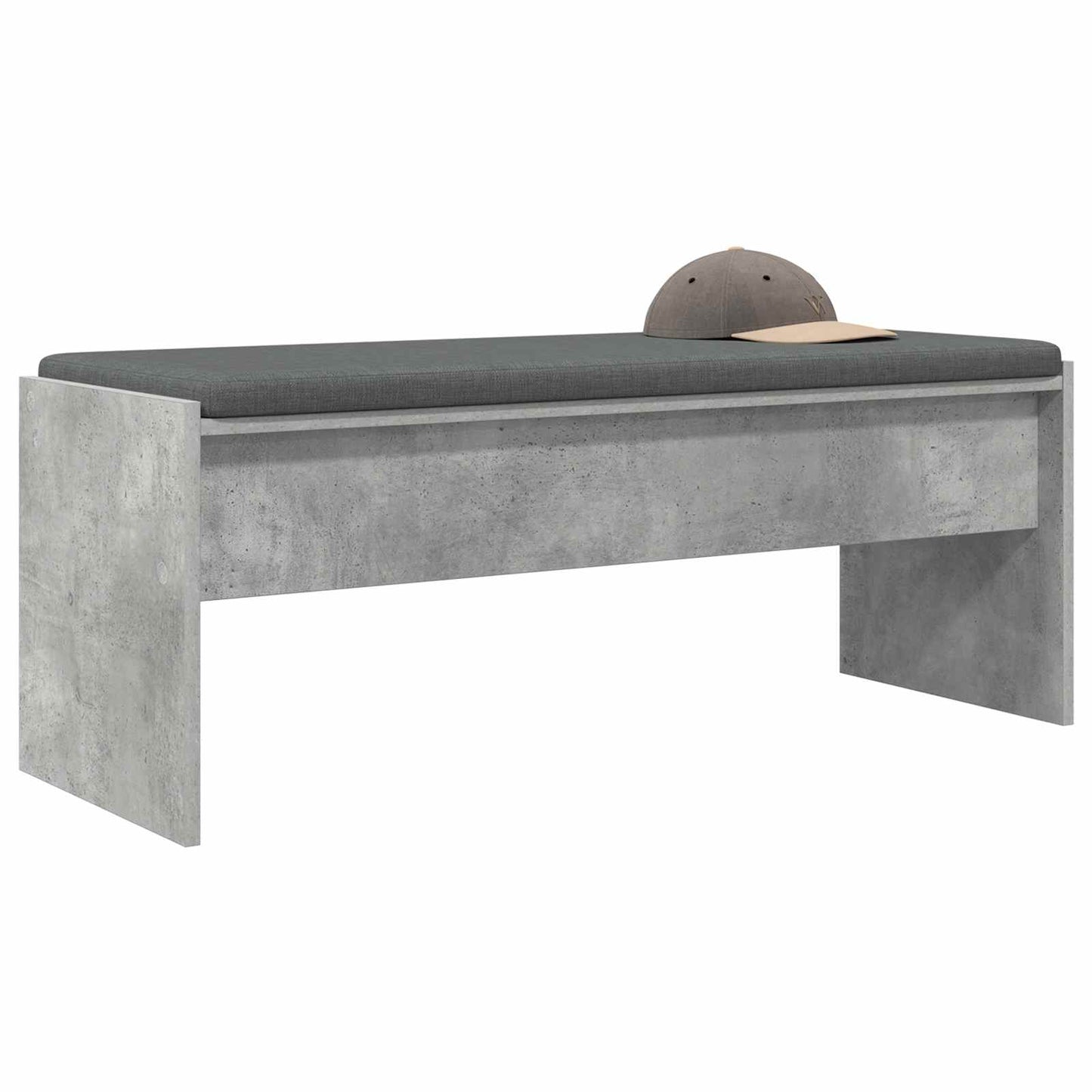 Hall Bench with Cushion Concrete Grey 103 x 38 x 40 cm